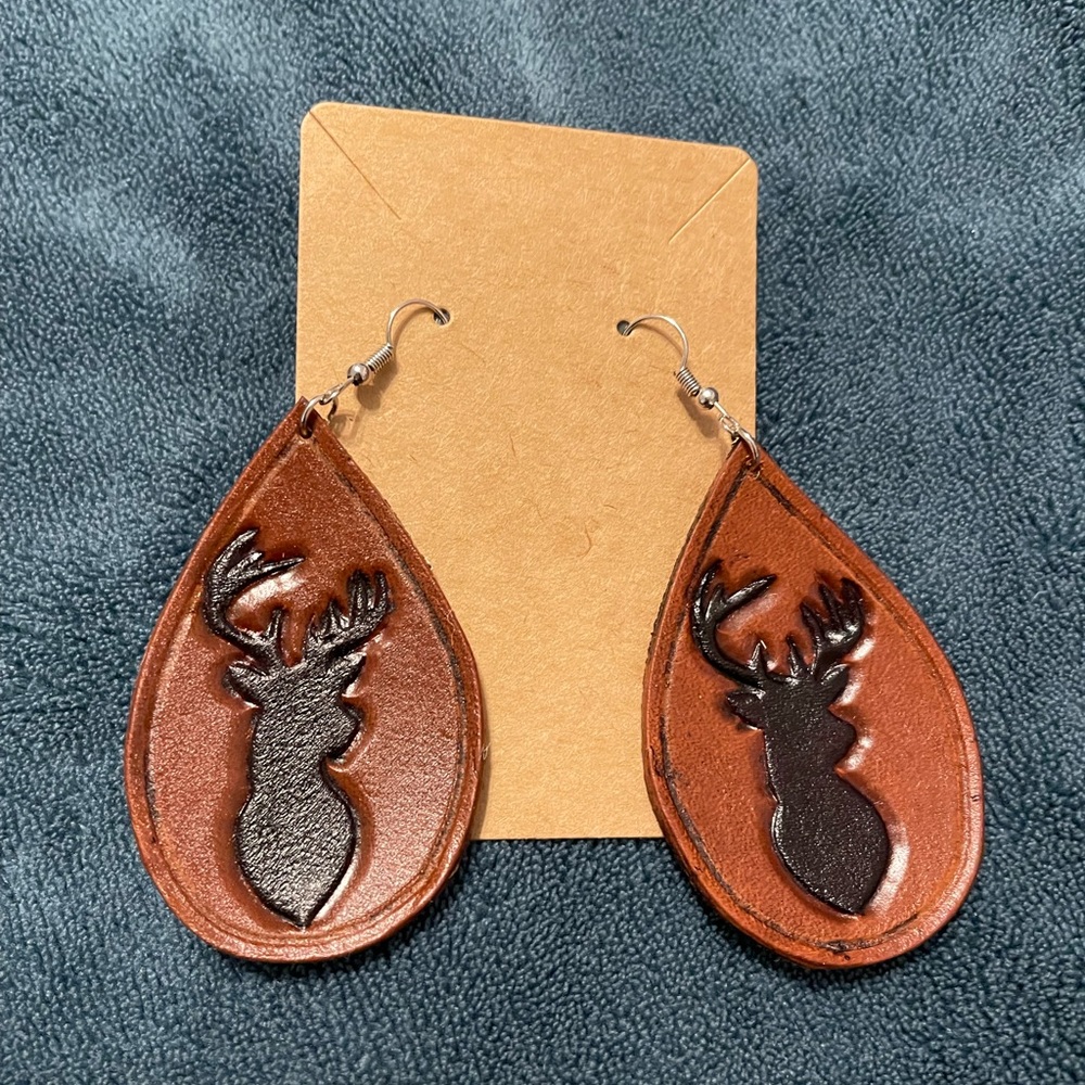 Handmade Leather Deer Earrings